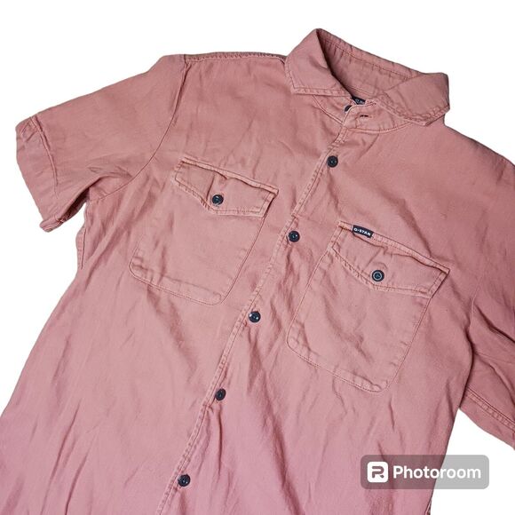 G Star Raw Mens Medium Red Slim Fit Marine Service Snap Button Short Sleeve - Picture 1 of 8